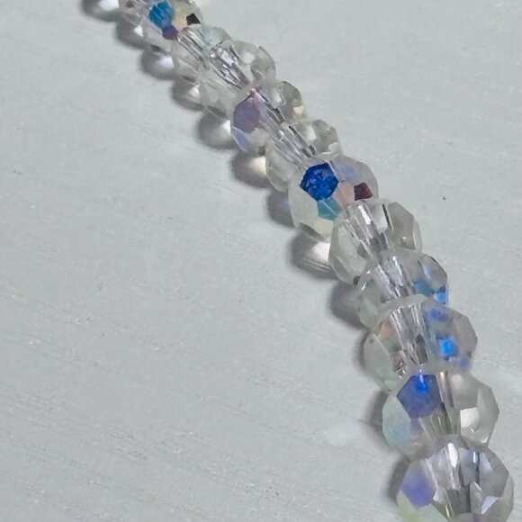 Aurora Borealis Crystal Beaded Necklace Clear AB Sparkle 16” - Picture 4 of 12